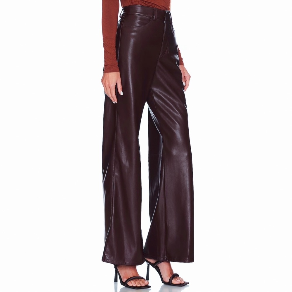 Magaschoni Collection Brown Shiny Wide Leg Pants